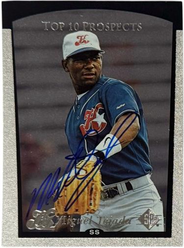 Miguel Tejada Autographed 1998 SP Top Prospects Checklist Rookie Autographed #5-Powers Sports Memorabilia