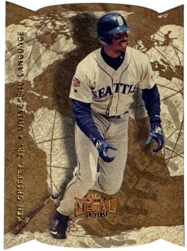 Ken Griffey Jr. 1998 Skybox Metal Universe Universal Language Die - Cut Card #1UL Seattle Mariners-Powers Sports Memorabilia