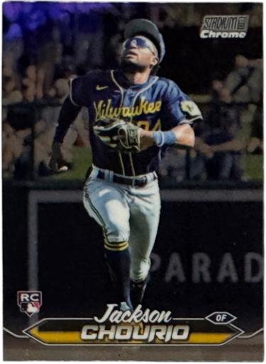 Jackson Chourio 2024 Topps Stadium Club Chrome Rookie Card Rookie #184 Milwaukee Brewers-Powers Sports Memorabilia
