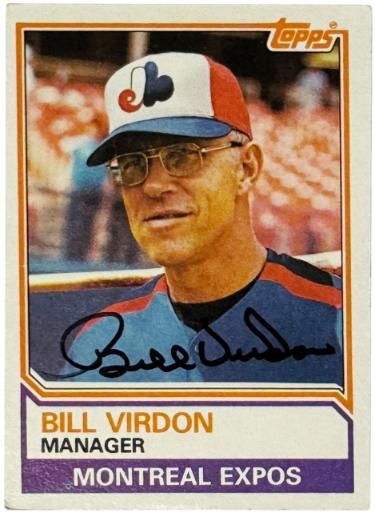 Bill Virdon Autographed 1983 Topps Autographed #516 - Expos Manager NL ROY 55-Powers Sports Memorabilia