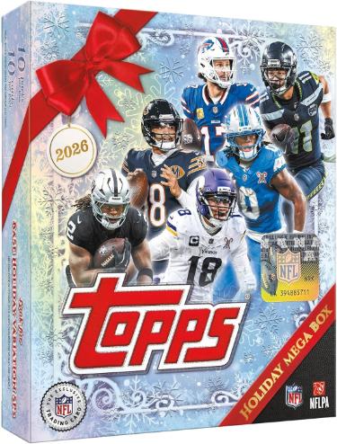 2026 Topps NFL Holiday Football Factory-Sealed Mega Box - 100 Cards-Powers Sports Memorabilia