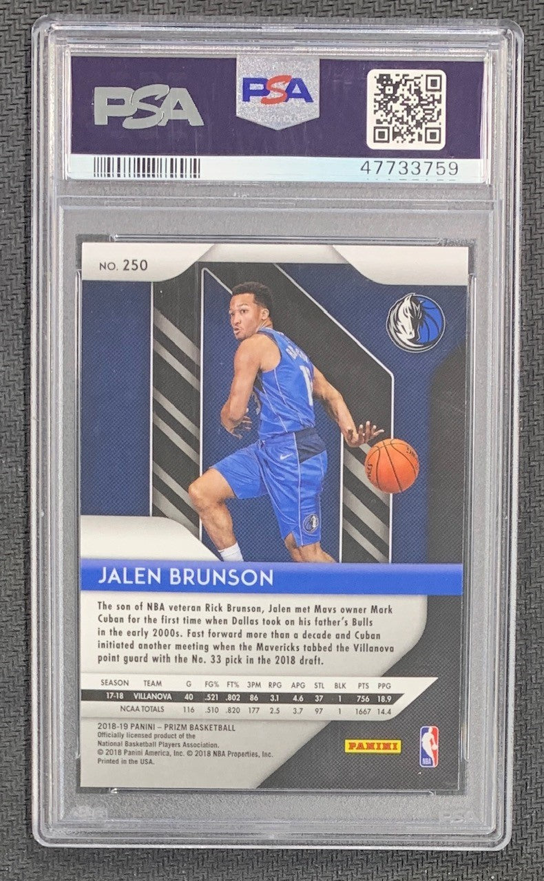 Jalen Brunson 2018 Panini Prizm Basketball Rookie Card #250 Graded PSA 10-Powers Sports Memorabilia