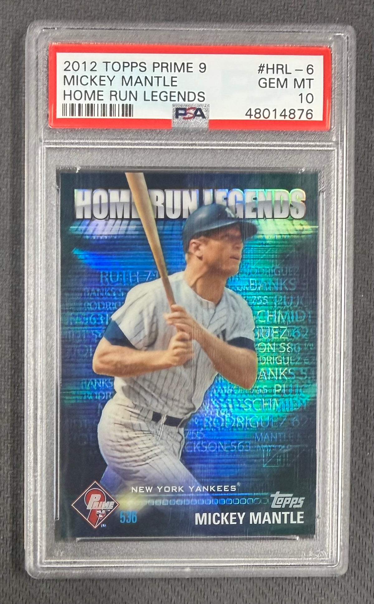 Mickey Mantle 2012 Topps Prime 9 Home Run Card #HRL-6 PSA 10