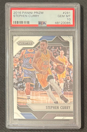 Stephen Curry 2016 Panini Prizm Warriors Card #281 PSA 10