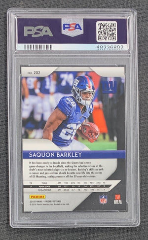 Saquon Barkley 2018 Panini Prizm Football Rookie Card #202 Graded PSA 8-Powers Sports Memorabilia