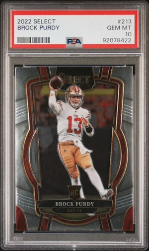 Brock Purdy 2022 Select Football Rookie Card #213 Graded PSA 10 Cert #92078422-Powers Sports Memorabilia