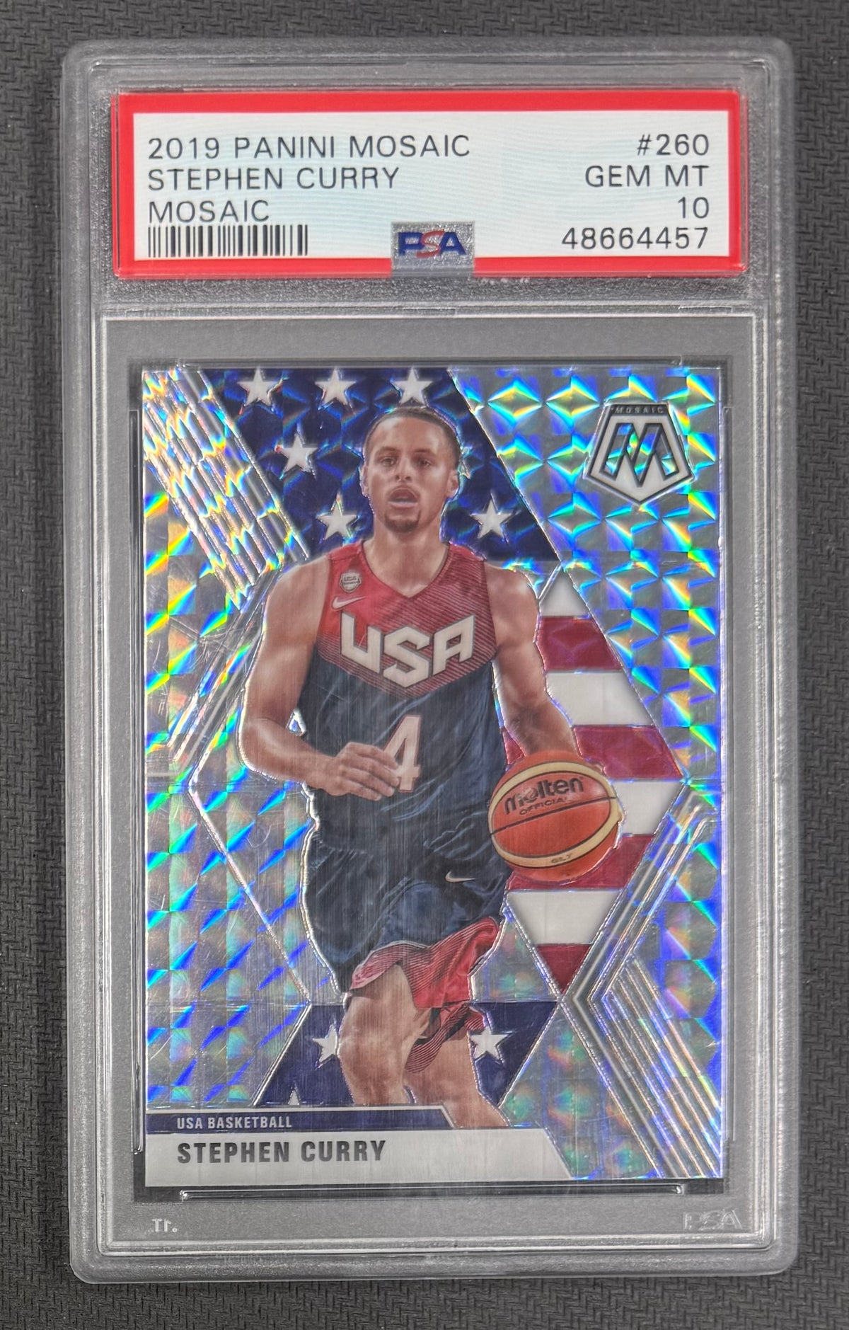Stephen Curry 2019 Panini Mosaic Prizm Card #260 PSA 10