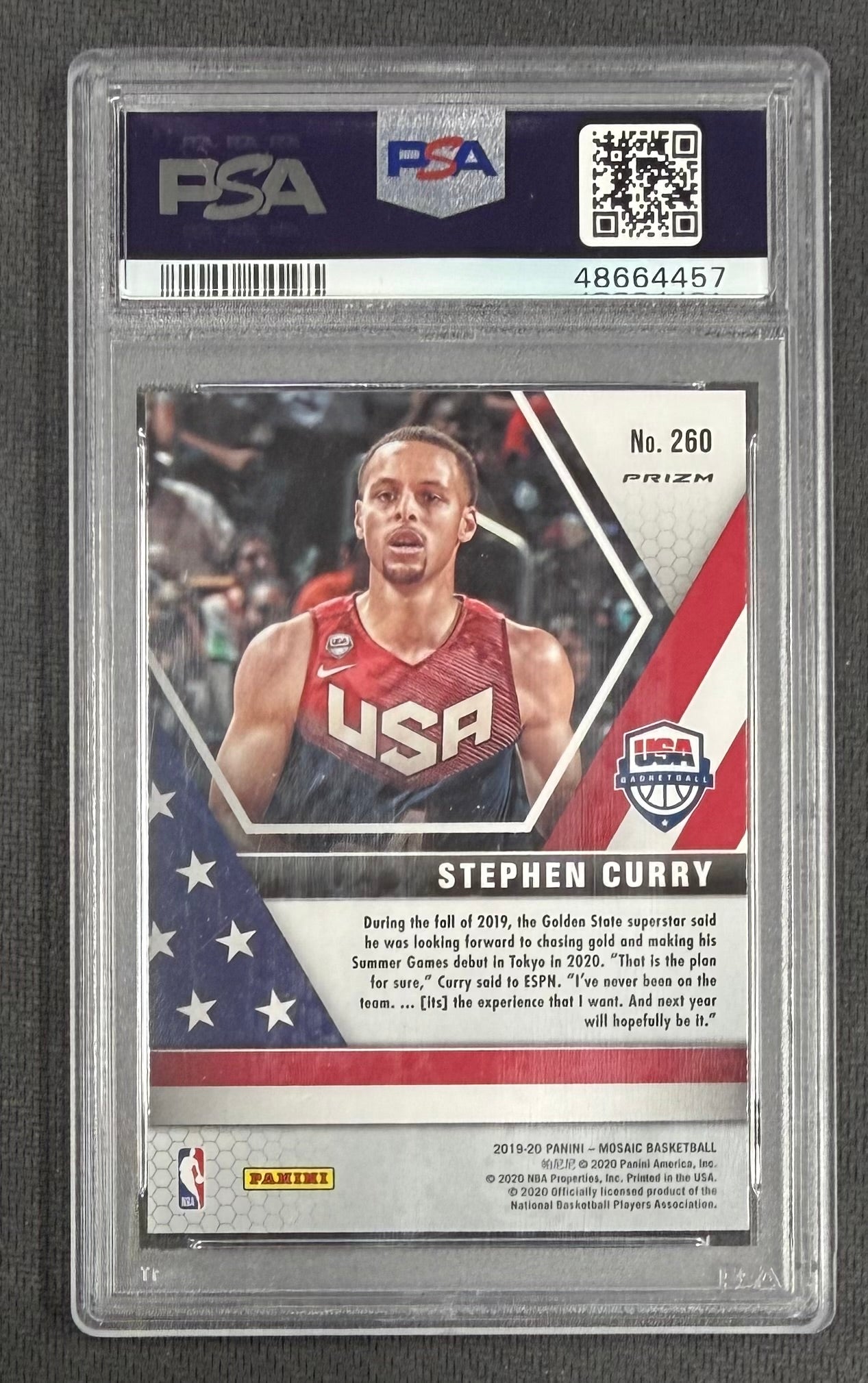 Stephen Curry 2019 Panini Mosaic Prizm Card #260 PSA 10