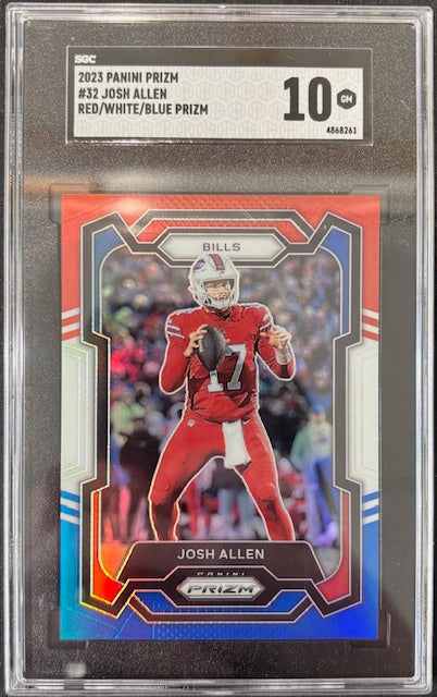 Josh Allen 2023 Panini Prizm Red White Blue Card #32 SGC 10-Powers Sports Memorabilia