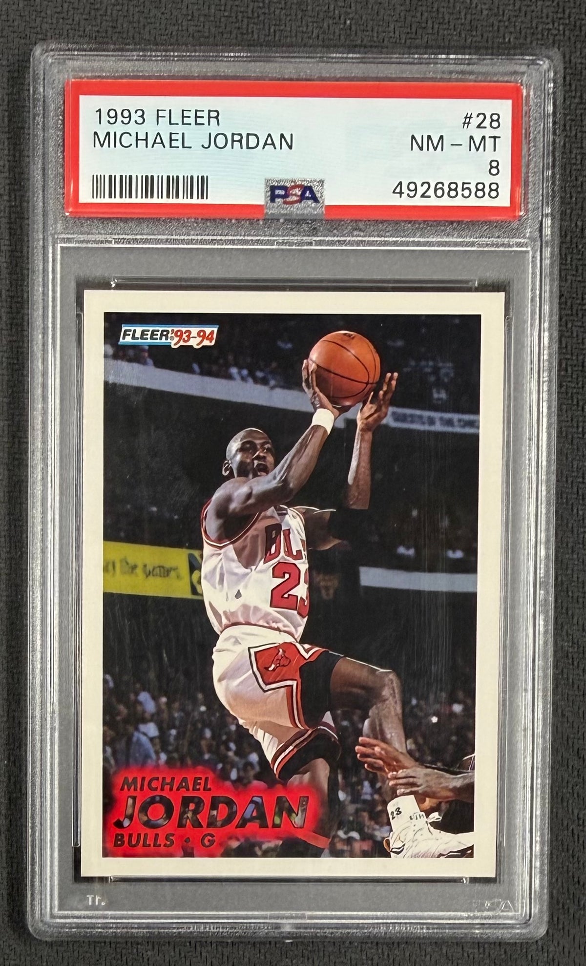 Michael Jordan 1993 Fleer Chicago Bulls Basketball Card #28 Graded PSA 8 Cert #49268588-Powers Sports Memorabilia