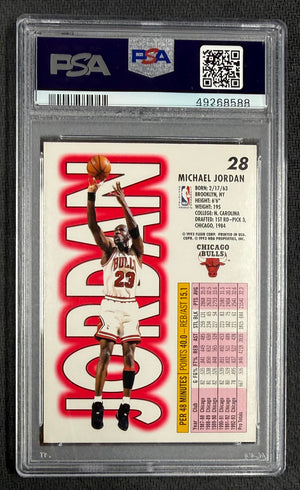Michael Jordan 1993 Fleer Chicago Bulls Basketball Card #28 Graded PSA 8 Cert #49268588-Powers Sports Memorabilia