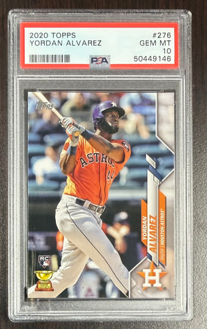Yordan Alvarez 2020 Topps Houston Astros Baseball RC Rookie Card #276 Graded PSA 10 Cert #50449146-Powers Sports Memorabilia