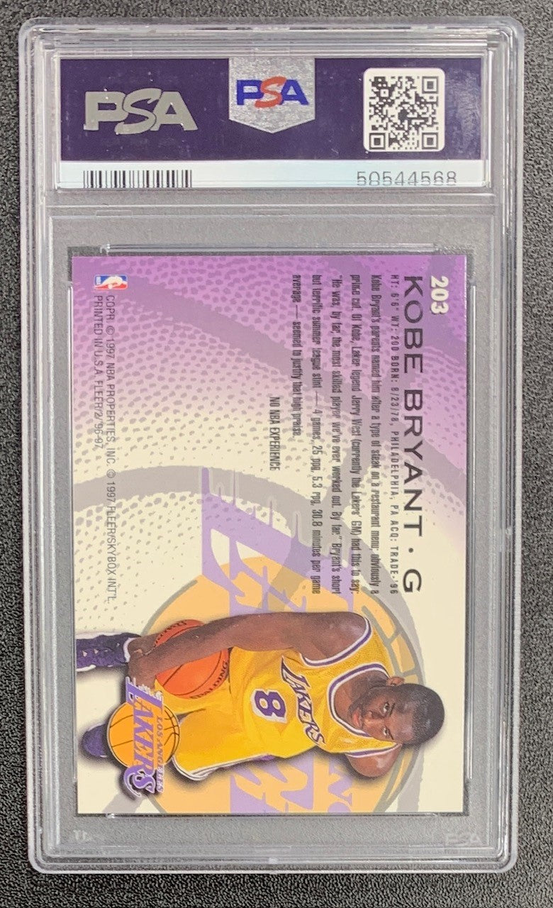 Kobe Bryant 1996 Fleer Basketball Rookie Card #203 Graded PSA 8-Powers Sports Memorabilia