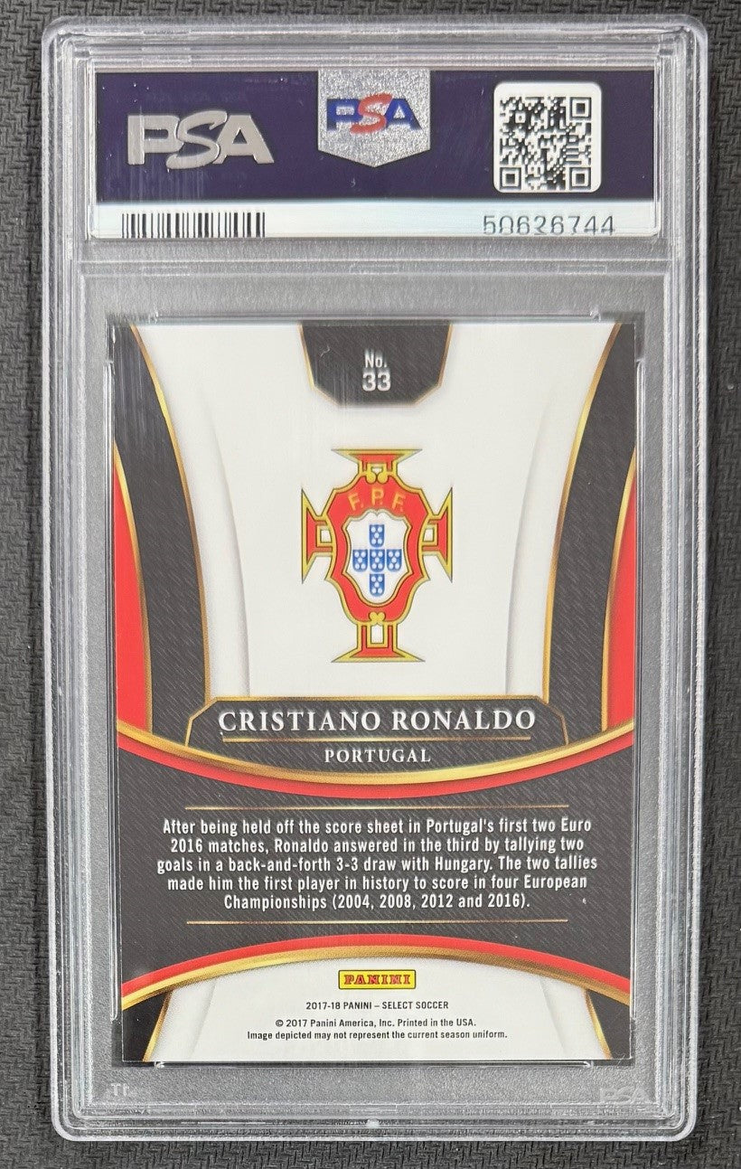 Cristiano Ronaldo 2017 Panini Select Soccer Card #33 Graded PSA 10 Cert # 50626744-Powers Sports Memorabilia