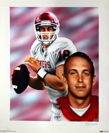 Jason White Autographed Oklahoma Sooners 20x24 Lithograph '03 Heisman -COA-Powers Sports Memorabilia