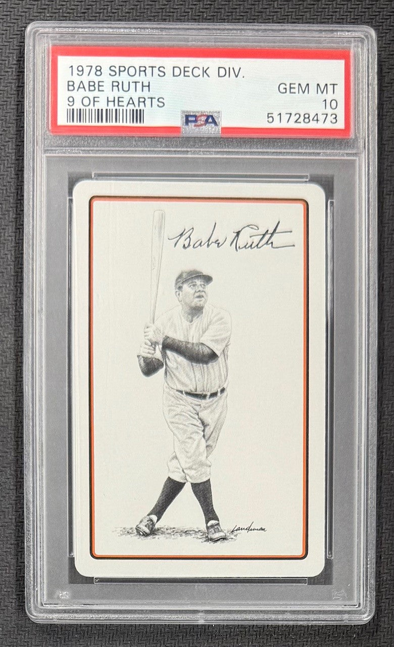 Babe Ruth 1978 Sports Deck 9 of Hearts Baseball Card Graded PSA 10 Cert # 51728473-Powers Sports Memorabilia