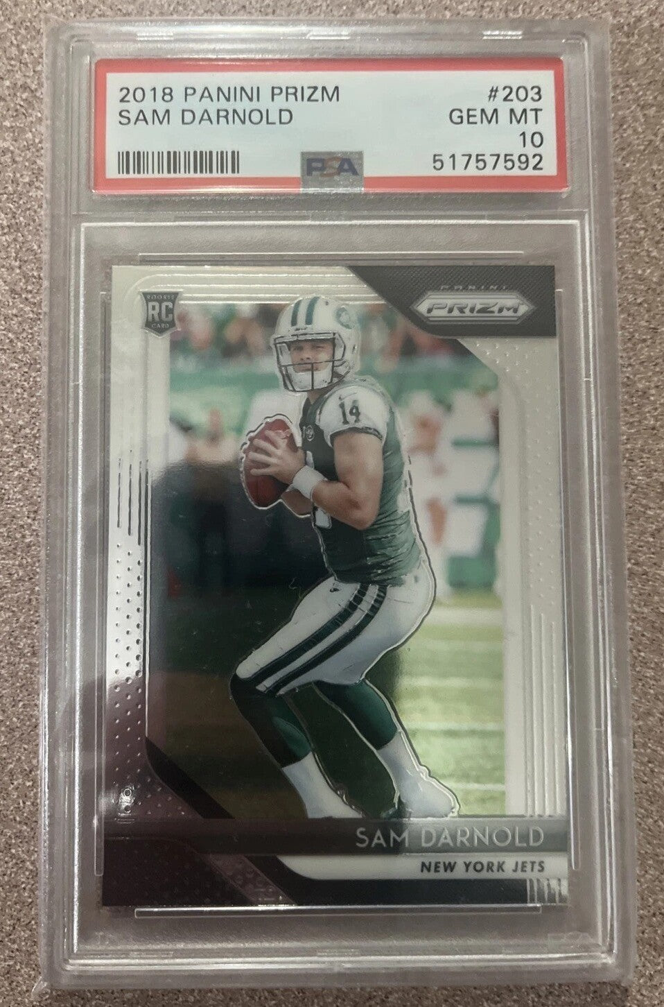Sam Darnold 2018 Panini Prizm Football Rookie Card #203 Graded PSA 10 Cert #51757592-Powers Sports Memorabilia