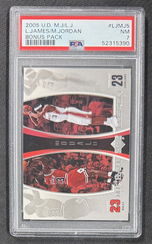Michael Jordan LeBron 2005 Upper Deck Bonus Pack Basketball Card #LJMJ5 Graded PSA 7-Powers Sports Memorabilia
