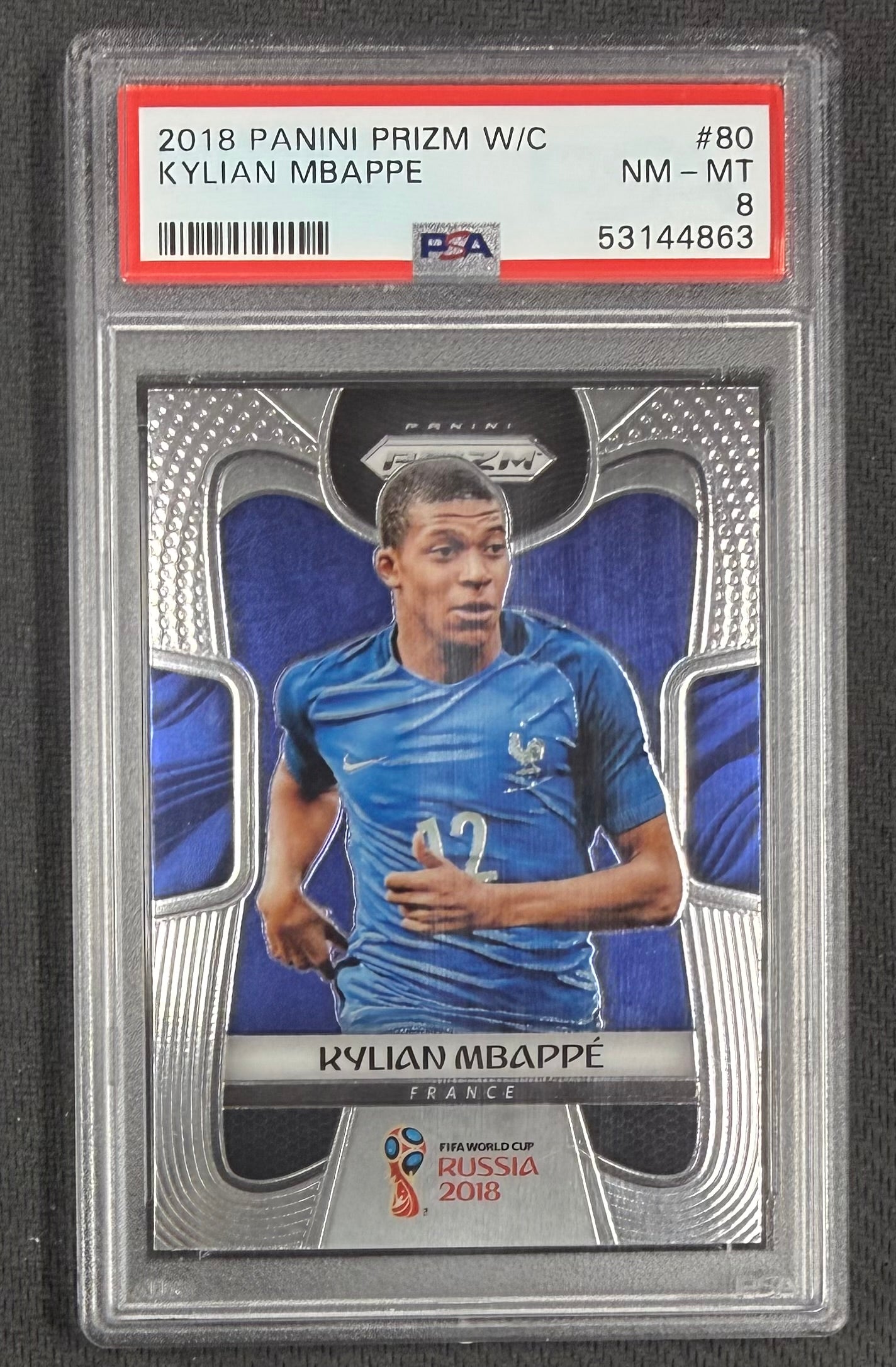 Kylian Mbappe 2018 Panini Prizm World Cup France Soccer RC Rookie Card #80 Graded PSA 8 Cert #53144863-Powers Sports Memorabilia