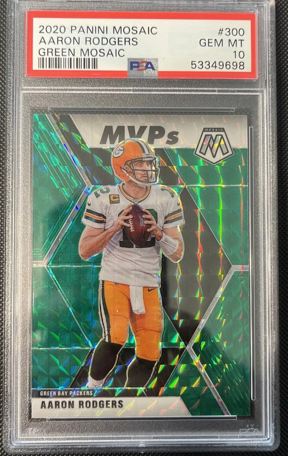 Aaron Rodgers 2020 Panini Mosaic Green Football Card #300 Graded PSA 10-Powers Sports Memorabilia
