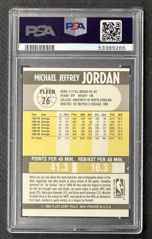 Michael Jordan 1990 Fleer Chicago Bulls Basketball Card #26 Graded PSA 7 Cert #53389266-Powers Sports Memorabilia