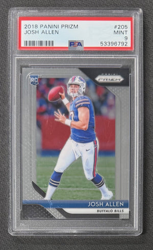 Josh Allen 2018 Panini Prizm Buffalo Bills Football Rookie Card #205 Graded PSA 9 Cert #53396792-Powers Sports Memorabilia