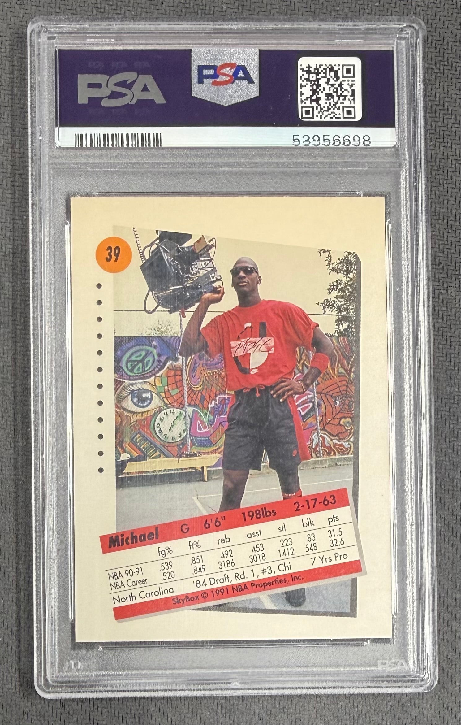 Michael Jordan 1991 SkyBox Chicago Bulls Basketball Card #39 Graded PSA 9 Cert #53956698-Powers Sports Memorabilia