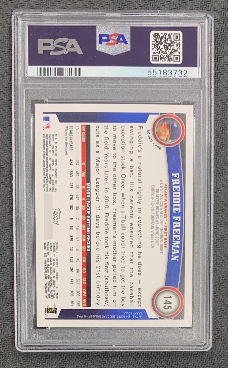 Freddie Freeman 2011 Topps Baseball Rookie Card #145 Graded PSA 9-Powers Sports Memorabilia