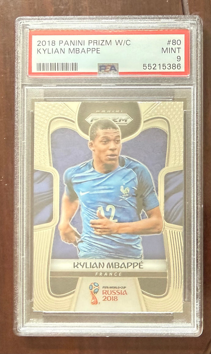 Kylian Mbappe 2018 Panini Prizm World Cup Russia France Soccer Rookie RC Card #80 Graded PSA 9 Cert #55215386-Powers Sports Memorabilia