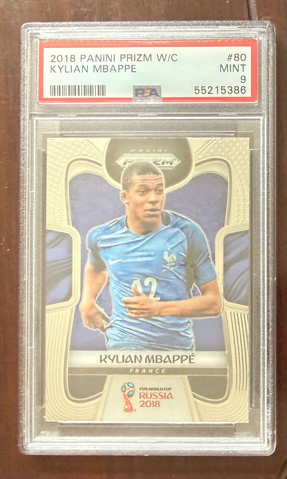 Kylian Mbappe 2018 Panini Prizm World Cup Russia France Soccer Rookie RC Card #80 Graded PSA 9 Cert #55215386-Powers Sports Memorabilia