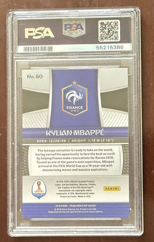 Kylian Mbappe 2018 Panini Prizm World Cup Russia France Soccer Rookie RC Card #80 Graded PSA 9 Cert #55215386-Powers Sports Memorabilia