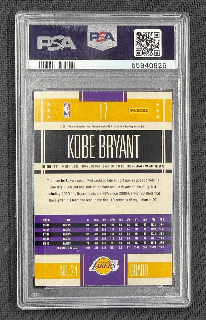 Kobe Bryant 2010 Panini Classics Basketball Card #17 Graded PSA 10 Cert #55940926-Powers Sports Memorabilia