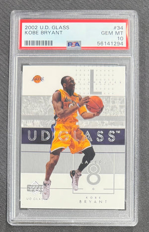 Kobe Bryant 2002 Upper Deck Glass Basketball Card #34 Graded PSA 10 Cert #56141294-Powers Sports Memorabilia