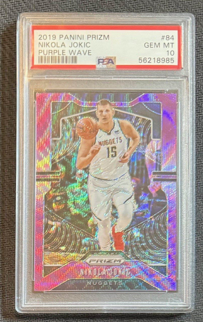 Nikola Jokic 2019 Panini Prizm Purple Wave Basketball Card #84 Graded PSA 10 Cert #56218985-Powers Sports Memorabilia