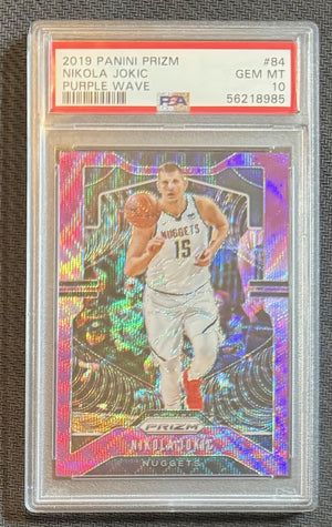 Nikola Jokic 2019 Panini Prizm Purple Wave Basketball Card #84 Graded PSA 10 Cert #56218985-Powers Sports Memorabilia