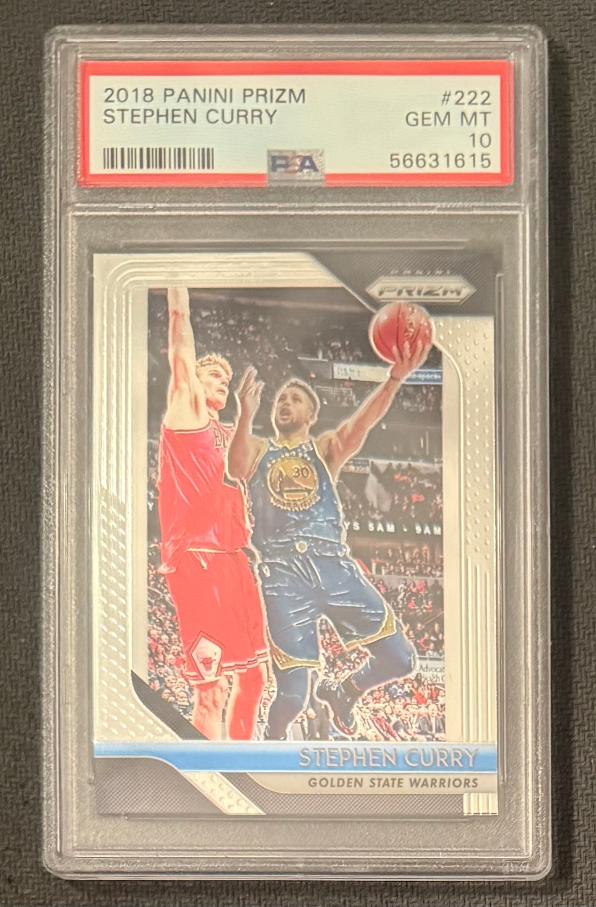 Stephen Curry 2018 Panini Prizm Warriors Card #222 PSA 10