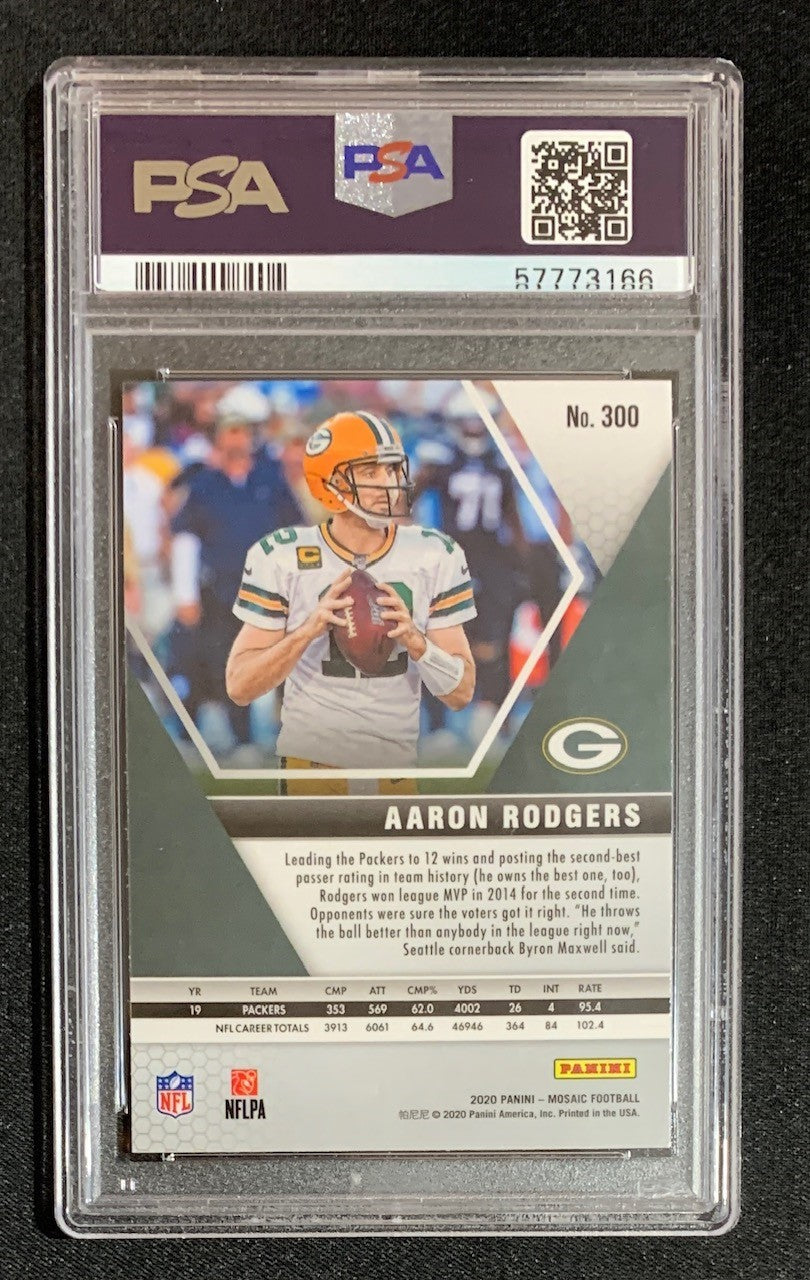 Aaron Rodgers 2020 Panini Mosaic Football Card #300 Graded PSA 10-Powers Sports Memorabilia