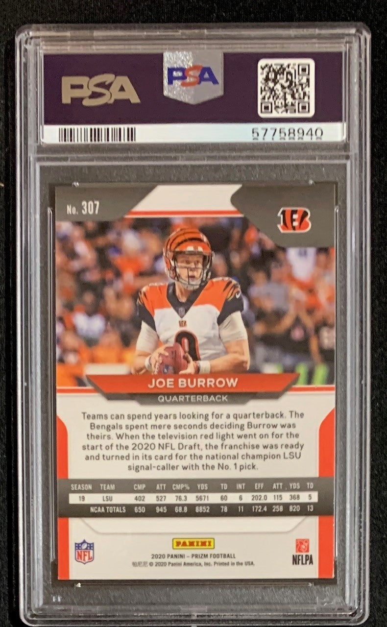 Joe Burrow 2020 Panini Prizm Football Rookie Card RC #307 Graded PSA 9-Powers Sports Memorabilia