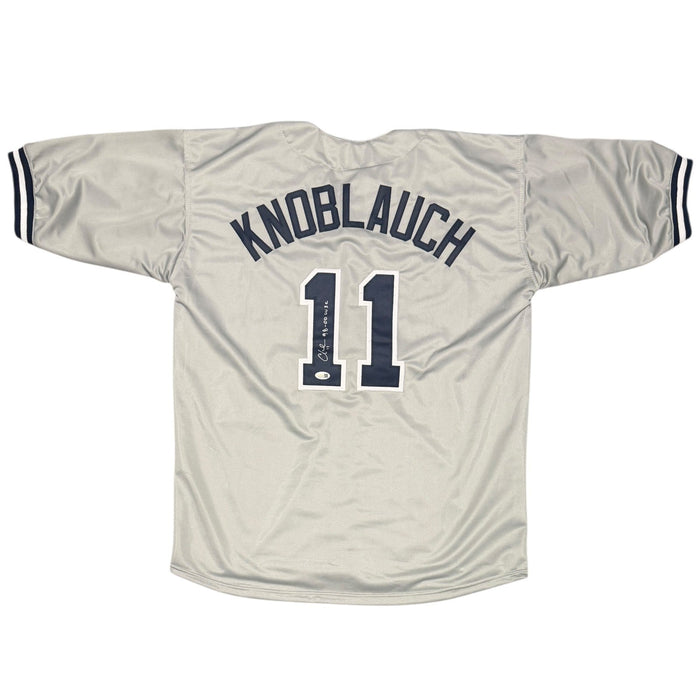 Chuck Knoblauch Signed New York Yankees Custom Jersey 98-00 WSC JSA Wit COA-Powers Sports Memorabilia