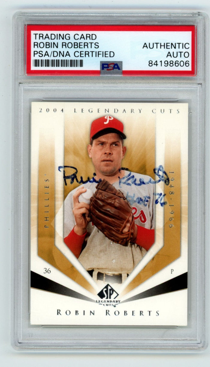 Robin Roberts 2004 Upper Deck SP Legendary Cuts Signed Auto w/ HOF 76 PSA Auto-Powers Sports Memorabilia
