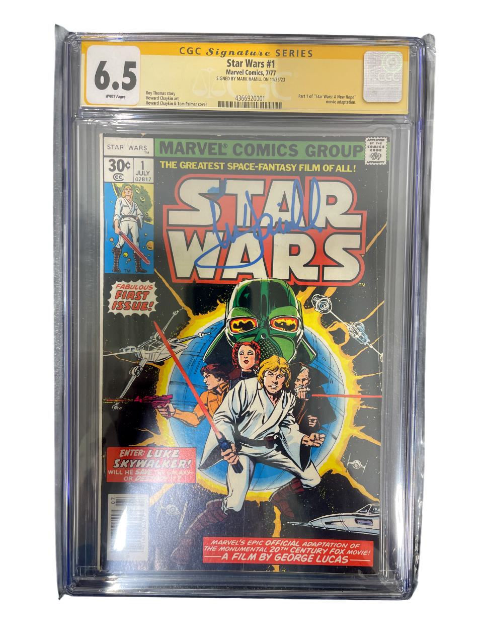 Mark Hamill Signed Marvel Star Wars #1 July 1977 Newsstand CGC 6.5-Powers Sports Memorabilia
