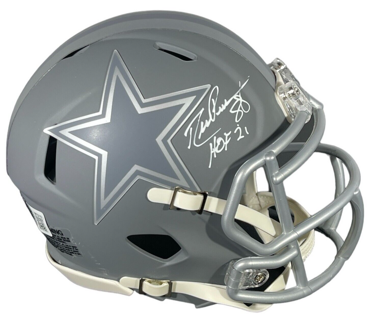 Drew Pearson Signed Cowboys Slate Mini Helmet w/ HOF 21 Beckett Witness BAS COA-Powers Sports Memorabilia