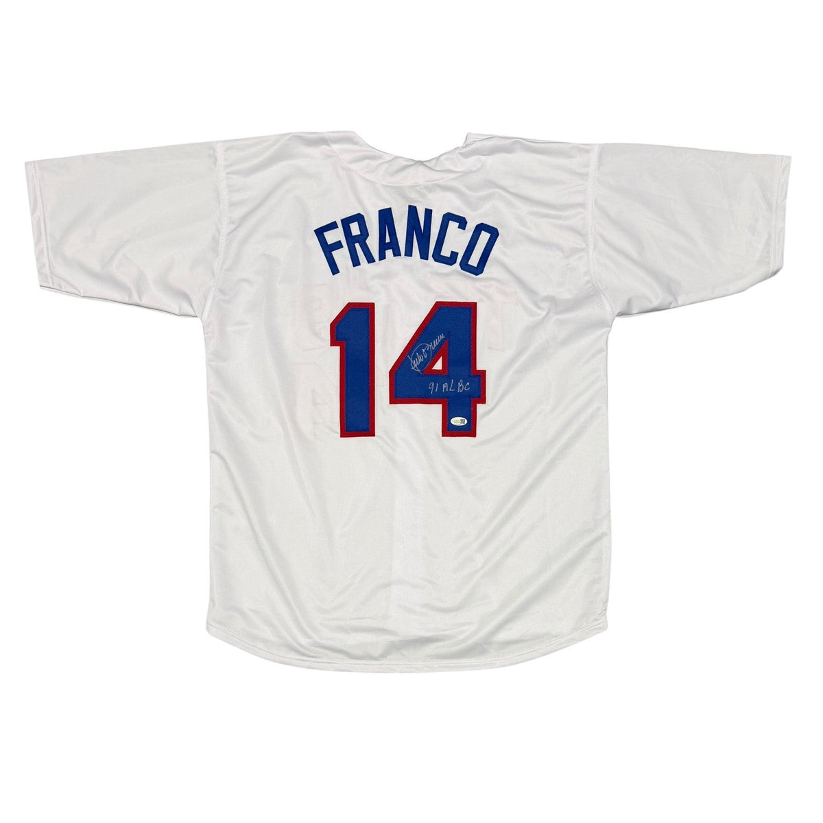 Juilo Franco Signed Custom Jersey w/ 91 AL BC JSA Witness Authenticated-Powers Sports Memorabilia