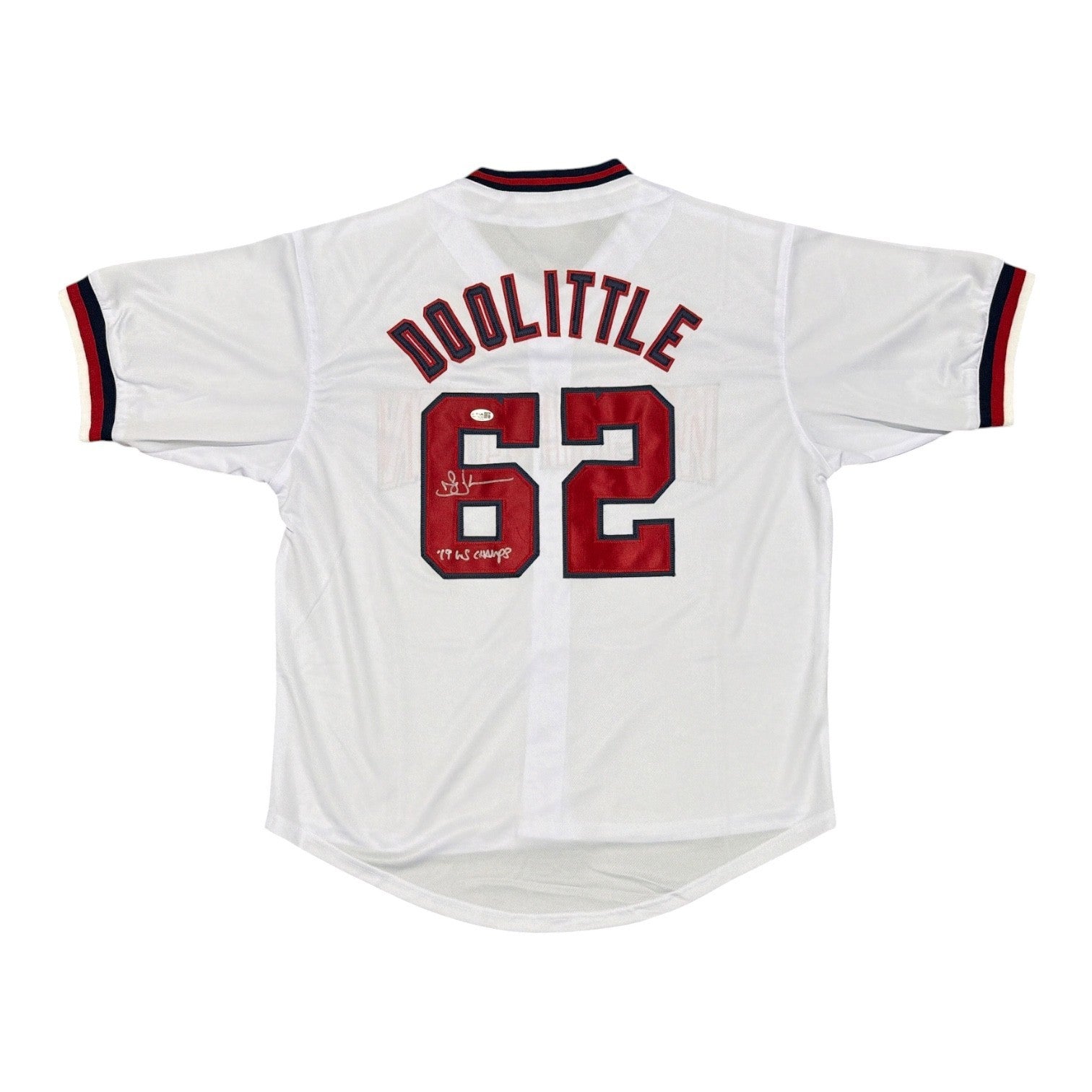 Sean Doolittle Signed Custom Jersey w 19 WS Champs JSA Authenticated-Powers Sports Memorabilia
