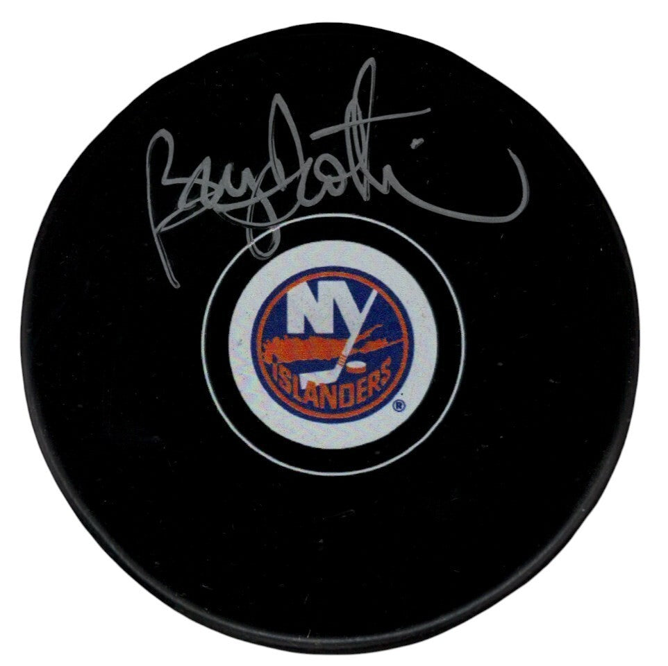 Bryan Trottier Signed Autographed New York Islanders Logo Puck JSA COA-Powers Sports Memorabilia