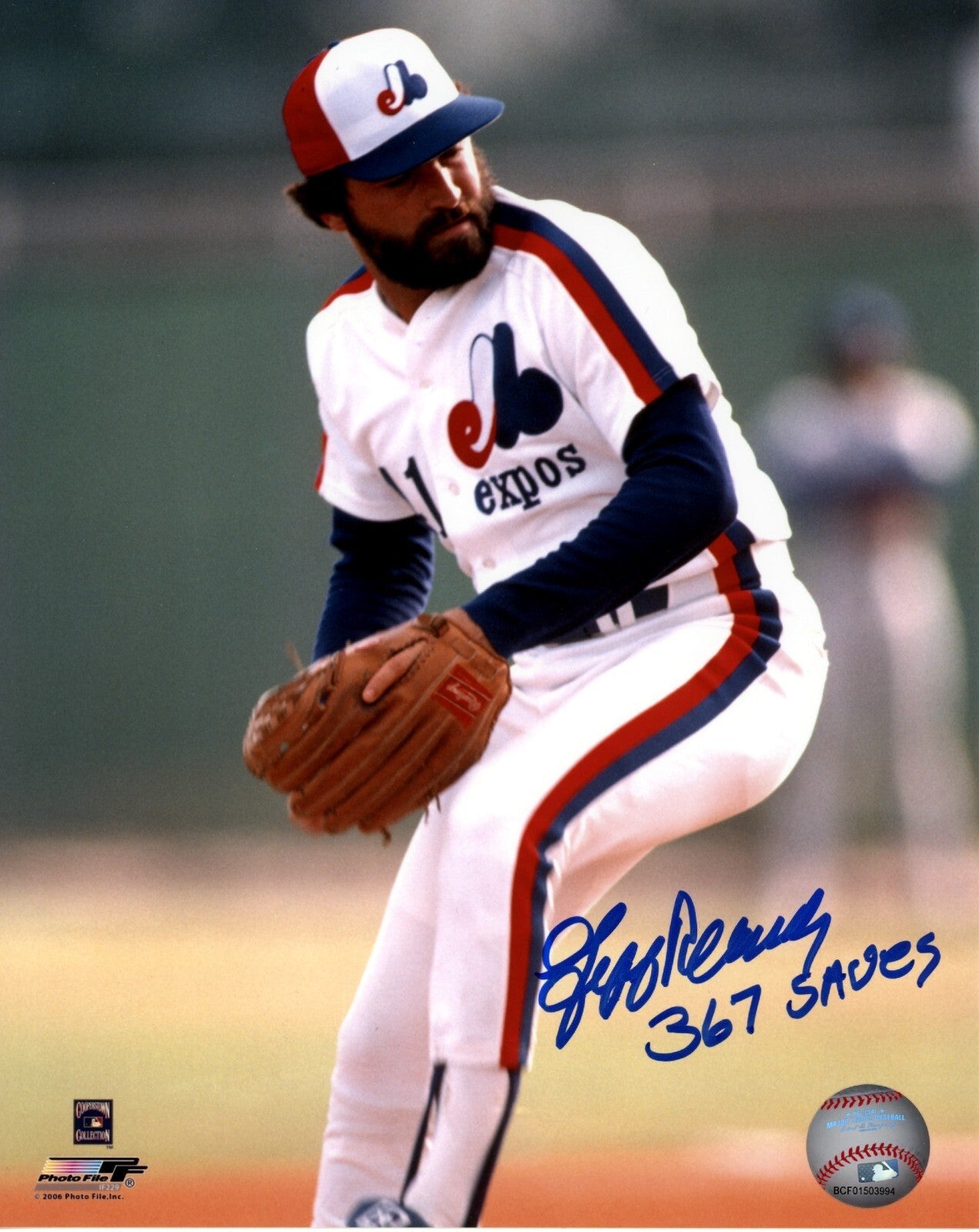 Jeff Reardon Signed Montreal Expos 8x10 Photo File w/ 367 SV LSCM Authenticated #5-Powers Sports Memorabilia