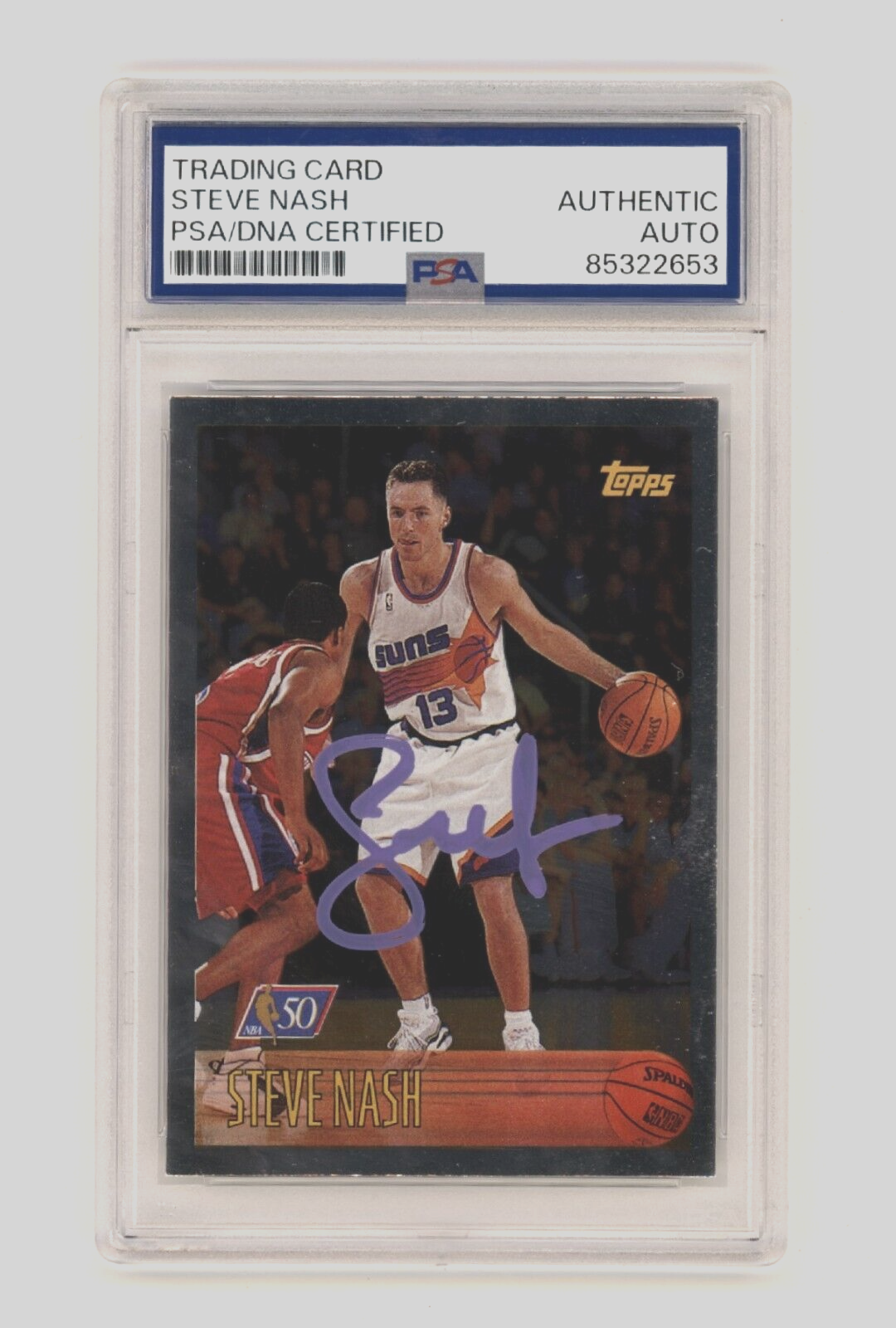 Steve Nash 1996-97 Topps Silver Foil NBA 50 #182 Rookie RC PSA Auth. Auto HOF-Powers Sports Memorabilia