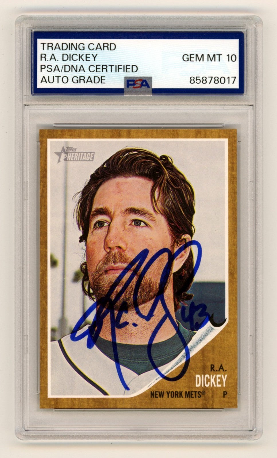 R.A. Dickey 2011 Topps Heritage #94 Signed PSA 10 Auto New York Mets-Powers Sports Memorabilia