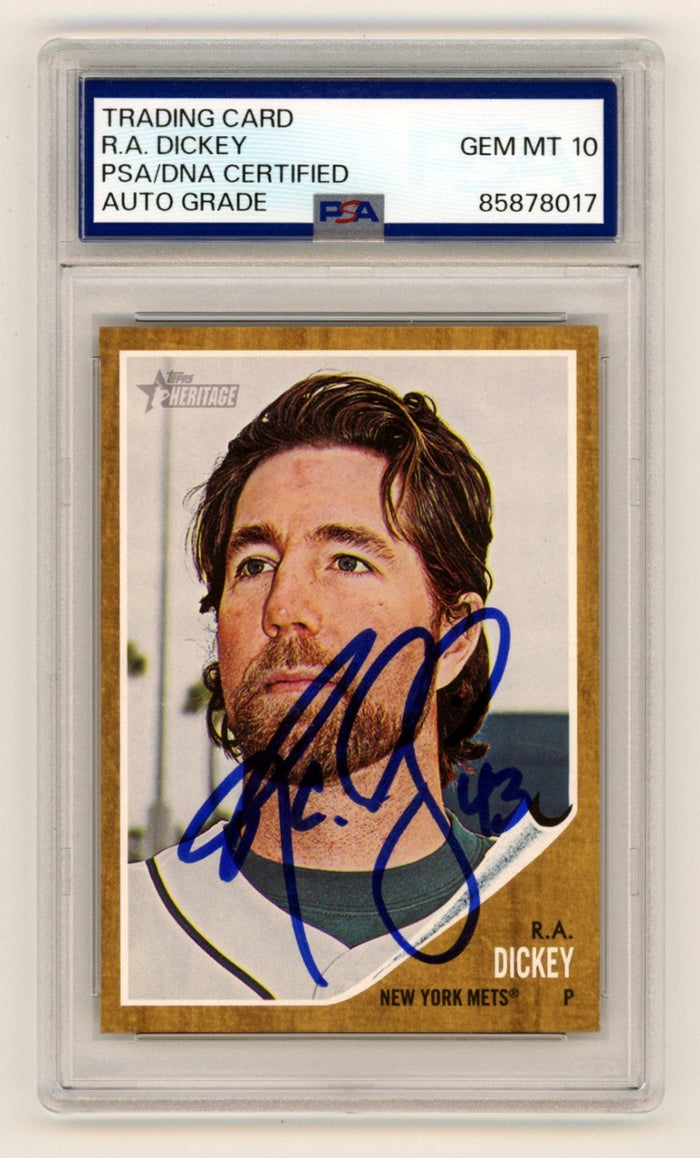 R.A. Dickey 2011 Topps Heritage #94 Signed PSA 10 Auto New York Mets-Powers Sports Memorabilia