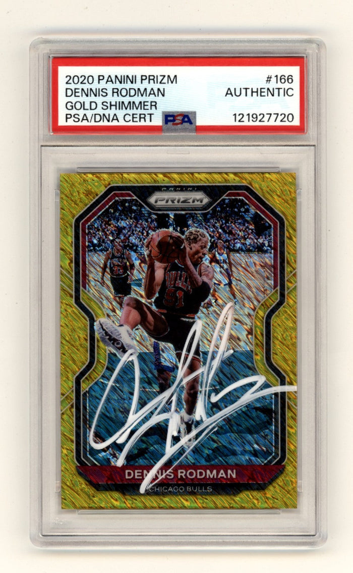 Dennis Rodman 2020-21 Panini Prizm Gold Shimmer #2/10 Signed PSA/DNA Authenticated-Powers Sports Memorabilia
